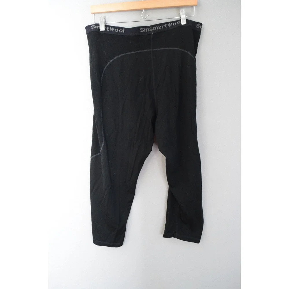 Smartwool Base Layer 3/4 Bottom XXL Black Merino Wool Thermal Mens Hiking Winter